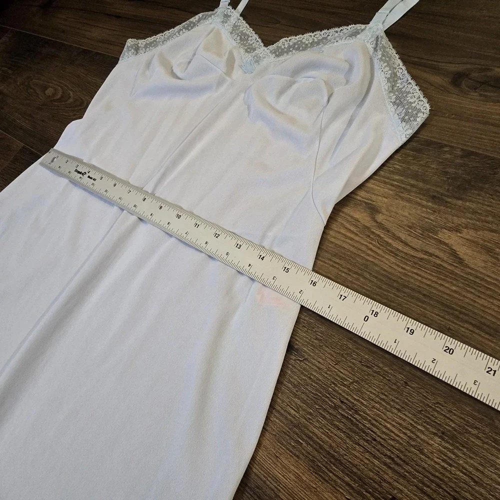 Vintage Sears Nightgown Size 38 Sheer Baby Blue‎ Tricot Chiffon Lace 50s 60s